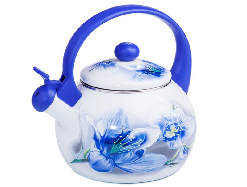 10/L  BLUE HANDLE Чайник 2,2 л со свистком, пластиковая  ручка Орхидея (шт.)