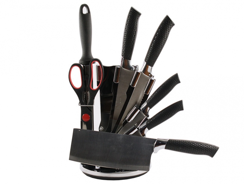 AKF-W0156 Набір 8-пр кухонного приладдя (ножі и ножиці) на стійці 