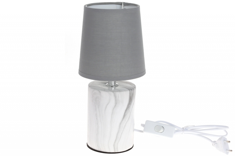 225-425 Лампа настільна з керамічним підставою і тканинним абажуром, колір - світло-сірий мармур
