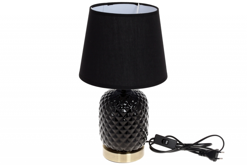 232-717 Лампа настольная 38.5см с керамическим основанием и тканевым абажуром, цвет - черный
