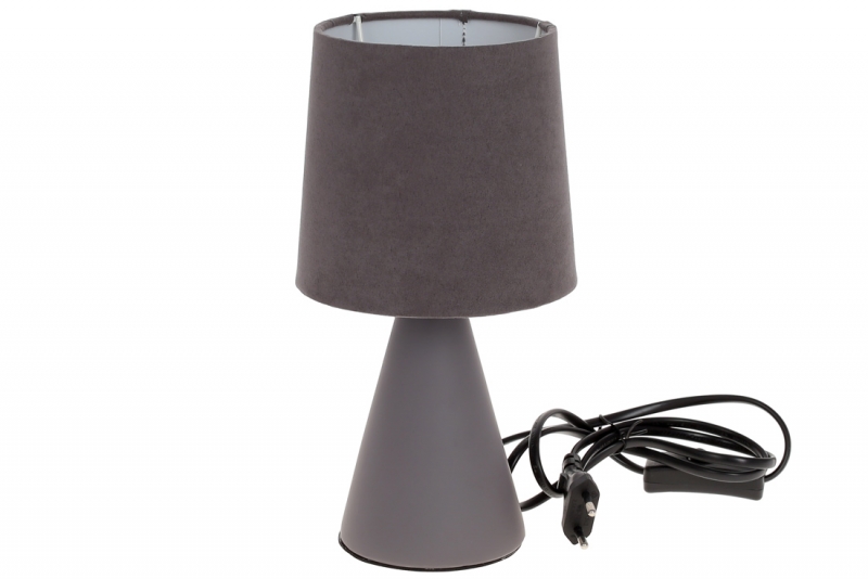 242-180 Лампа настільна 25см з порцеляновим підставою і тканинним абажуром, колір - сірий