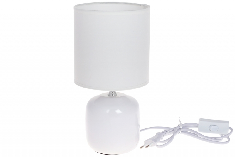 242-184 Лампа настільна 27см з порцеляновим підставою і тканинним абажуром, колір - білий