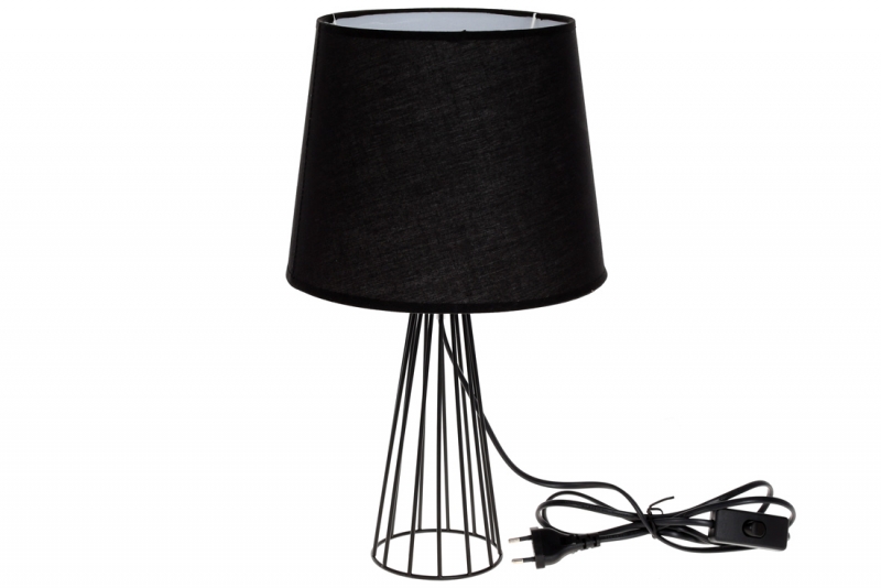 242-190 Лампа настольная 40см с металлическим основанием и тканевым абажуром, цвет - черный