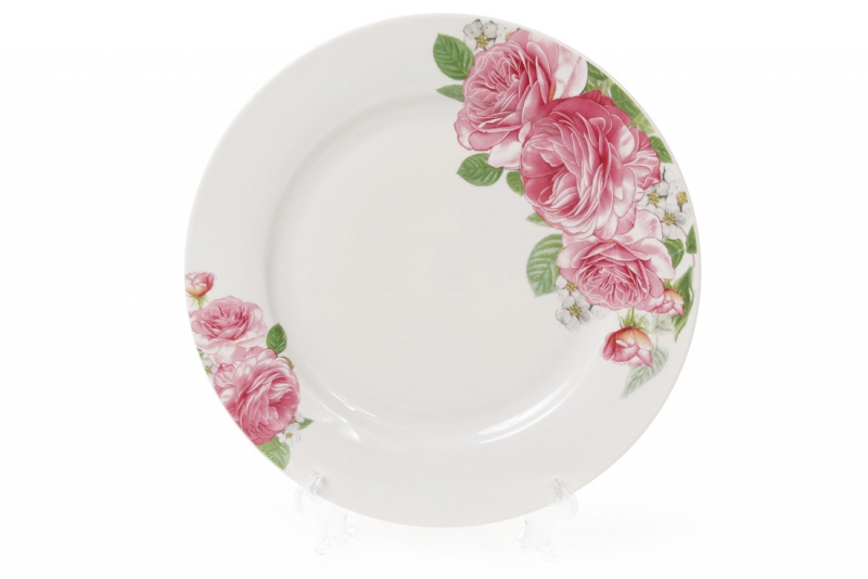 320-120 Десертная фарфоровая тарелка 19см Розовые розы/12 (шт.)