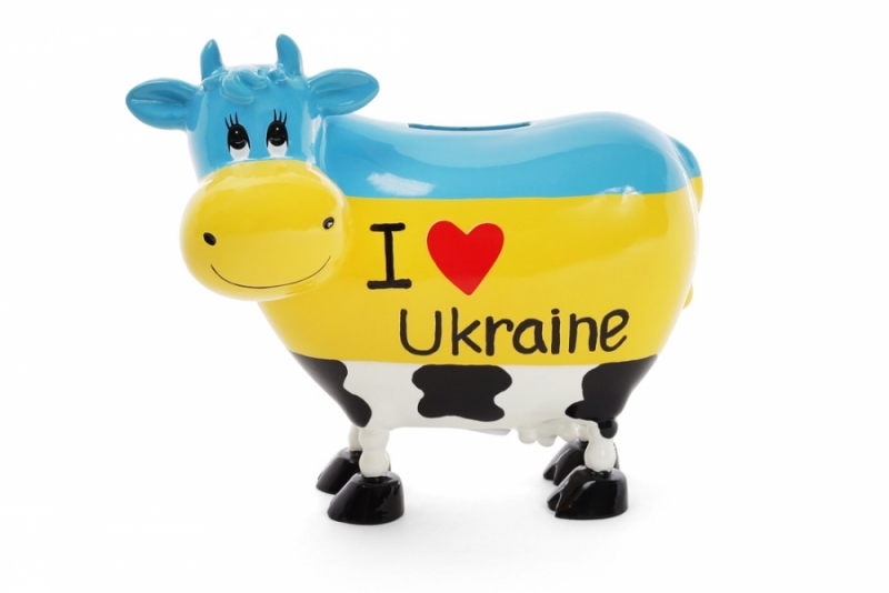 504-125 Копилка коровка I love Ukraine, 16.5см (шт.)