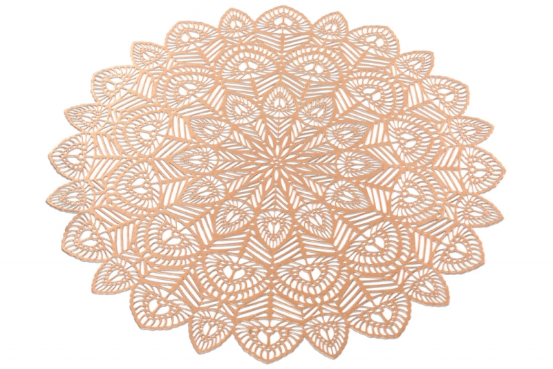 444-119 Серветка під тарілку фігурна Хризантема, 38см, колір - рожеве золото