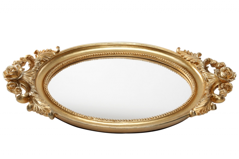 450-918 Піднос овальний із дзеркальною поверхнею, 41.5см, колір - золото