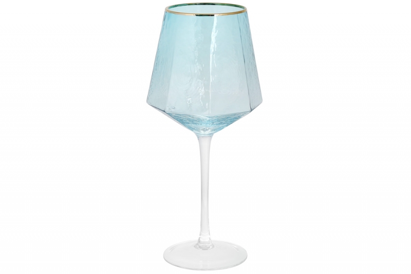579-231 Бокал для красного вина с золотым кантом Monaco, 570мл, цвет - ледяной голубой/4