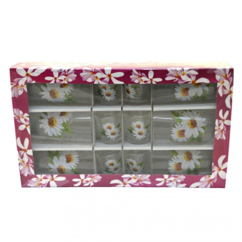 8260 Набор Эдельвейс- 6 стаканов 230 гр+6 стопок 50гр -Цветы (шт.)