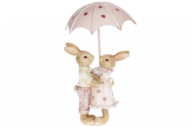 707-557 Декоративная фигурка Влюбленные кролики, 11см, цвет - розовый