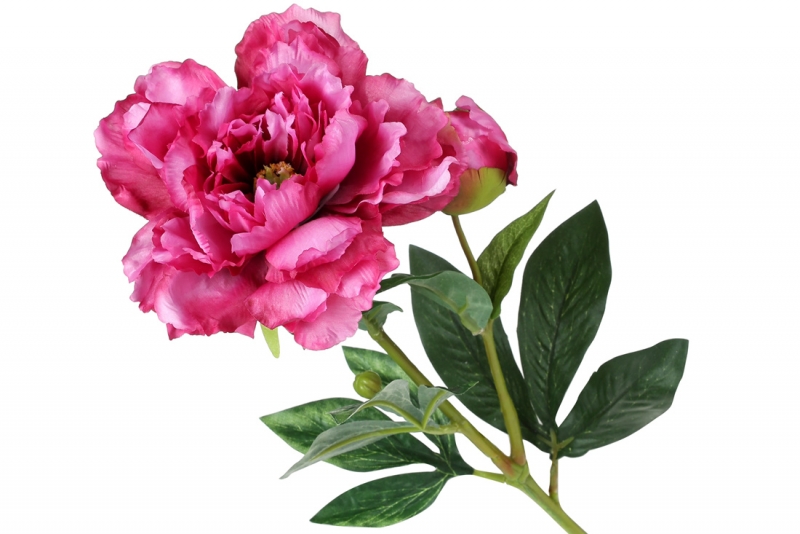 709-421 Декоративный цветок Пион с бутоном, 59см, цвет - ярко-розовый