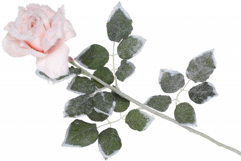 709-479 Декоративна квітка Роза засніжена, 78см, колір - рожевий
