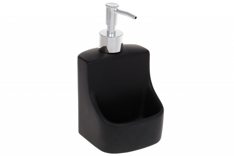 851-289 Дозатор для жидкого мыла (средства для мытья посуды) 400мл с местом для губки, цвет - черный