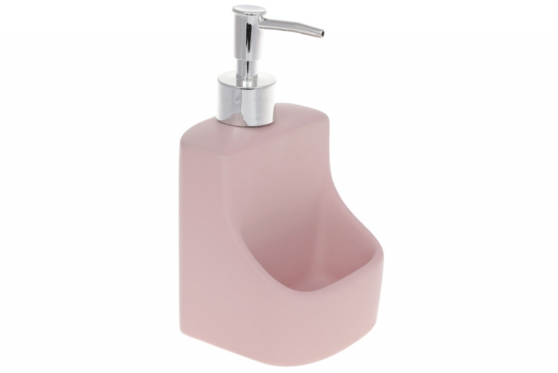 851-293 Дозатор для жидкого мыла (средства для мытья посуды) 400мл с местом для губки, цвет - розовый