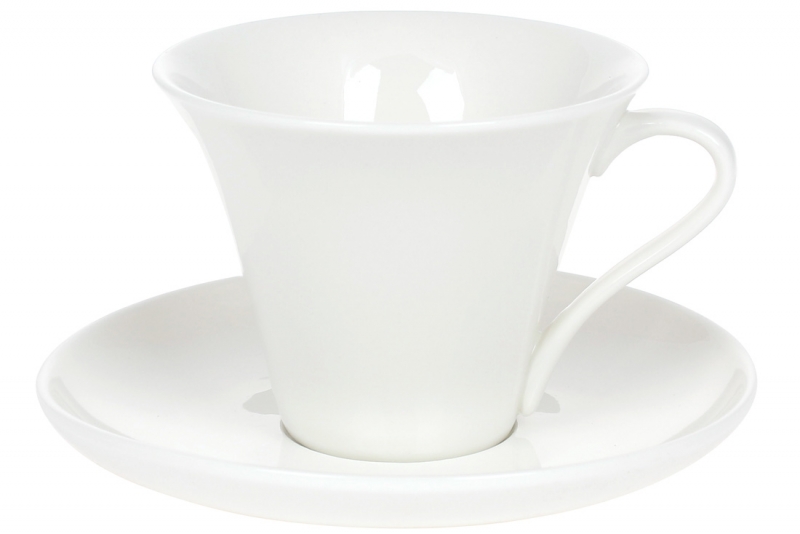 988-278 Чайная пара: чашка фарфоровая 260мл с блюдцем, цвет - белый/4