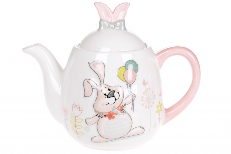 DM140-E Чайник керамический 1л с объемным рисунком Веселый кролик (шт.)