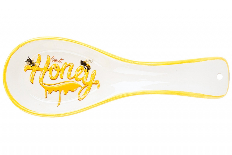 DM785-HN Подставка под ложку керамическая Honey, 23.5см, цвет - белый