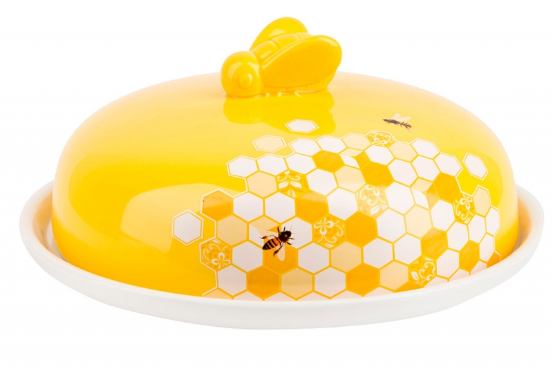 DM797-HN Блюдо керамічне для млинців 23см з кришкою Honey