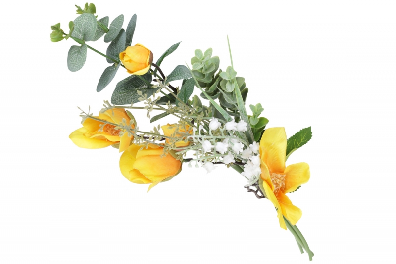 DY7-302 Декоративна гілка квітів Камелії, 47см, колір - жовтий / 24