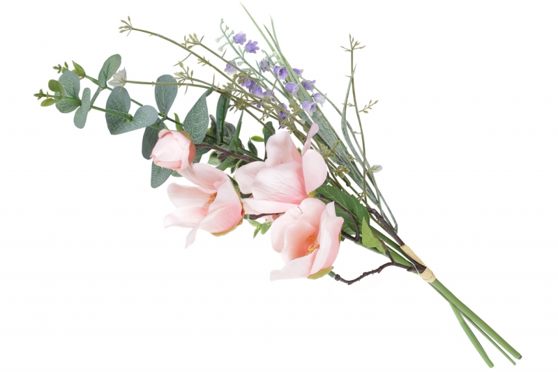 DY7-303 Декоративна гілка квітів Камелії, 47см, колір - рожевий / 24
