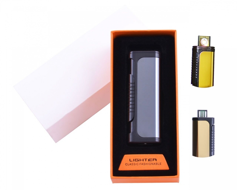 35 USB запальничка в подарунковій упаковці Lighter (Спіраль розжарювання) №HL-35 Black