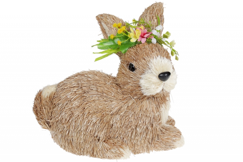 NY27-901 Декоративная пасхальная фигура Кролик с цветком, 23см