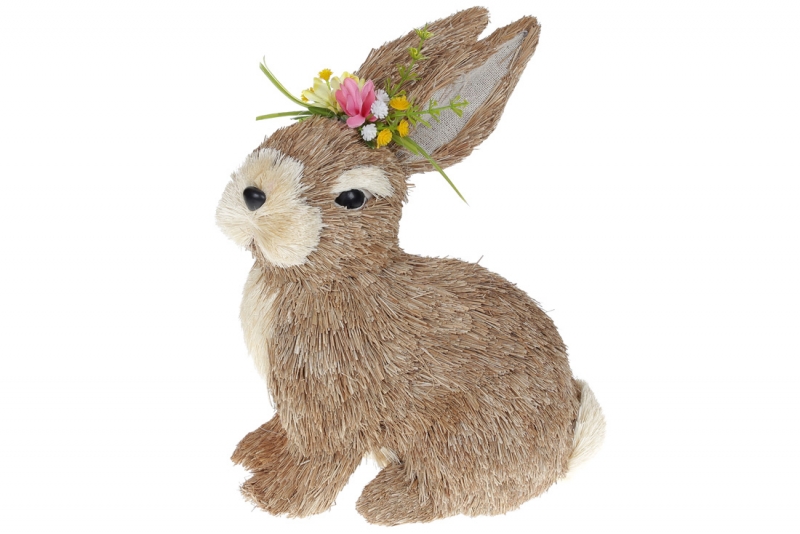 NY27-915 Декоративная пасхальная фигура Кролик с цветами, 31см