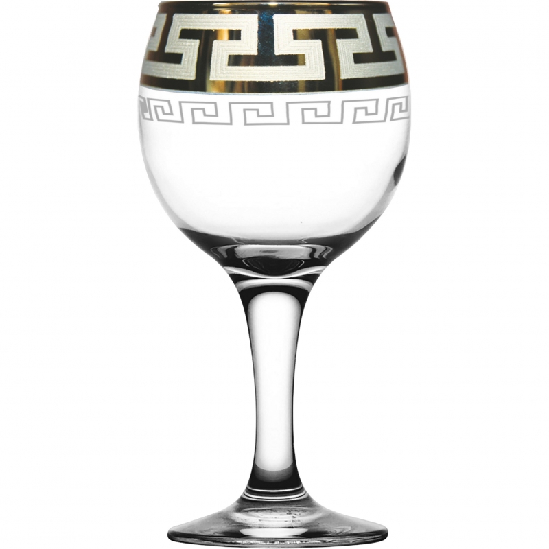 GE03-411 Набір 6 фужерів 260 мл вино Бістро з малюнком Грецький візерунок / 4 (шт.)