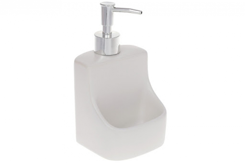 851-292 Дозатор для жидкого мыла (средства для мытья посуды) 400мл с местом для губки, цвет - белый