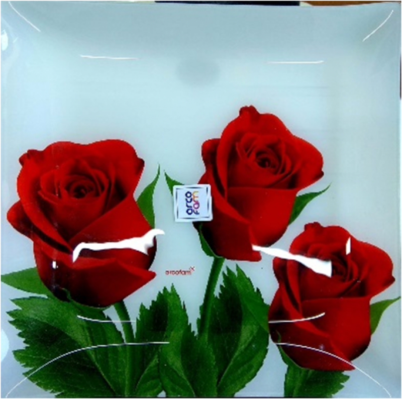 515 Arcofam квадрат Набор тарелок 7пр. Три красных розы