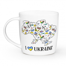 1943 Чашка 360 мл  I love Ukraine бочка + подарункова  коробка