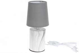225-425 Лампа настольная с керамическим основанием и тканевым абажуром, цвет - светло-серый мрамор