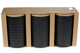 304-931 Набор (3шт) керамических банок 650мл с бамбуковыми крышками с объемным рисунком Модерн, цвет - черный матовый