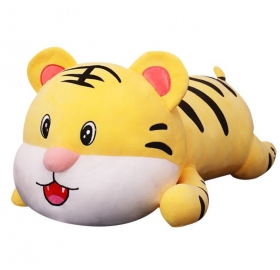 Плед - игрушка - подушка Тигр лежачий желтый