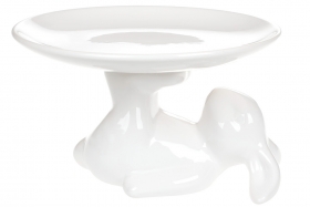 739-700 Блюдо керамічне на підставці Білий кролик, колір - білий (шт.)