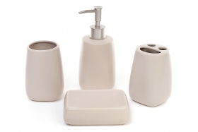 851-223 Набор для ванной (4 предмета): дозатор, стакан, подставка для зубных щеток, мыльница, цвет - бежевый