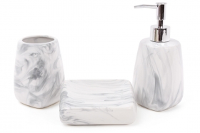 851-248 Набор для ванной (3 предмета): дозатор 425см, стакан 450мл для зубных щеток, мыльница, цвет - серый мрамор