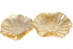 972-133 Декоративна керамічна тарілка Квітка, 18.5см, колір - золото (шт.)