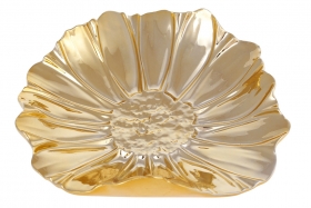 972-133 Декоративна керамічна тарілка Квітка, 18.5см, колір - золото (шт.)