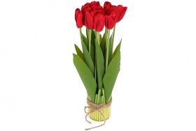 DY7-342 Декоративный букет Тюльпанов, 37см, цвет - глубокий красный 