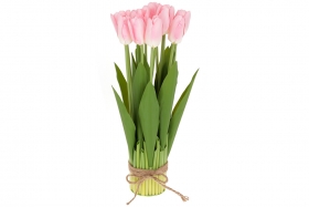 DY7-343 Декоративний букет Тюльпанів, 37см, колір - ніжно-рожевий 