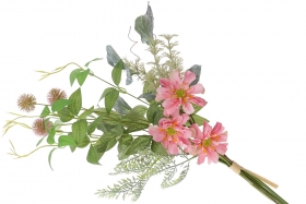 DY7-354 Декоративный букетик с хризантемами, 50см, цвет - розовый