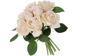 DY7-391 Декоративний букет троянд, 25см, колір - біло-рожевий 