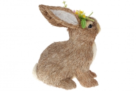 NY27-915 Декоративная пасхальная фигура Кролик с цветами, 31см