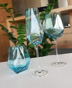 Бокал-шампанское Голубой бриллиант 350 мл, УП4, XD01