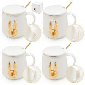 88516 Чашка з кришкою і ложкою Golden rabbit 400мл R88516