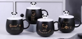 309 Чашка с крышкой Black Panda 400мл NK309